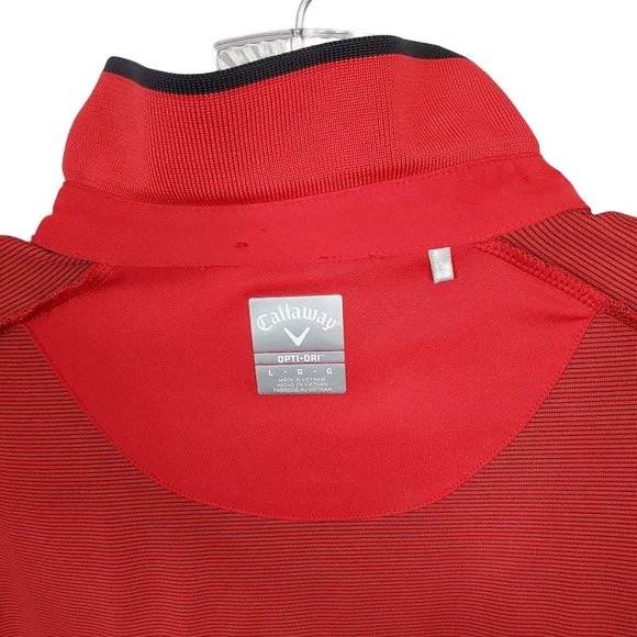 Callaway Size L Shirt Opti Dri Swing Tech Golf Polo Stretch Stripes Collar - Picture 8 of 8